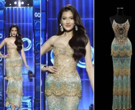 เจาะดีเทลชุด หมูเเฮม ใส่ขึ้นประกวด Miss Cosmo ปักมือ 1,200 ชั่วโมง