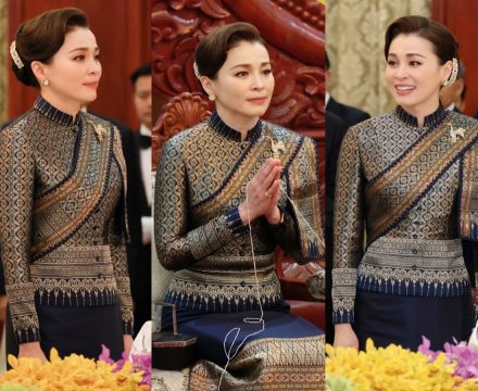 งามวิจิตร! พระราชินี ฉลองพระองค์ไทยอมรินทร์ พาดสไบลาว